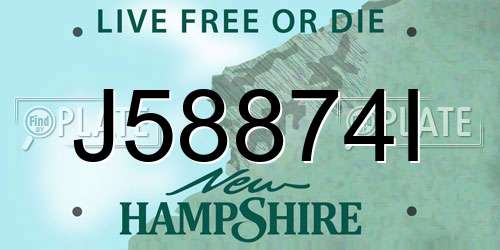 J58874I New Hampshire License Plate