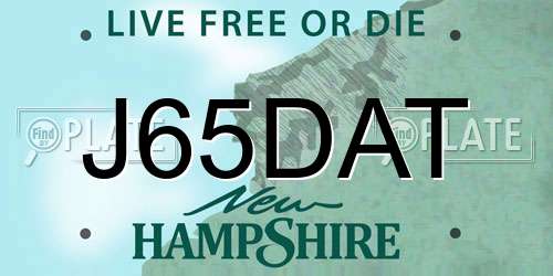 J65DAT New Hampshire License Plate