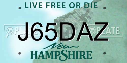J65DAZ New Hampshire License Plate