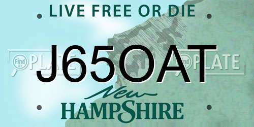 J65OAT New Hampshire License Plate
