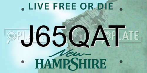 J65QAT New Hampshire License Plate