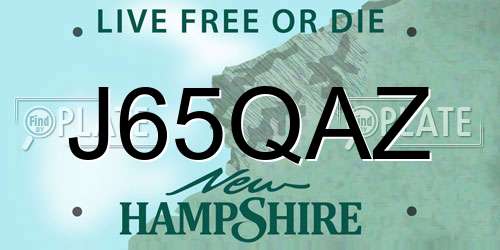 J65QAZ New Hampshire License Plate