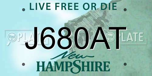 J680AT New Hampshire License Plate