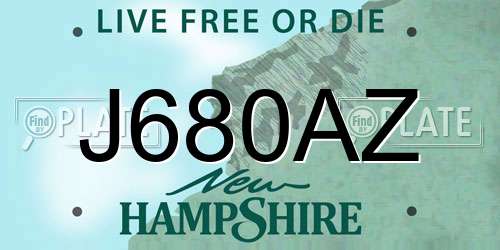 J680AZ New Hampshire License Plate