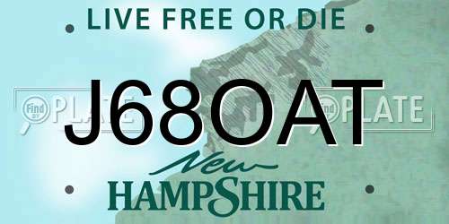J68OAT New Hampshire License Plate