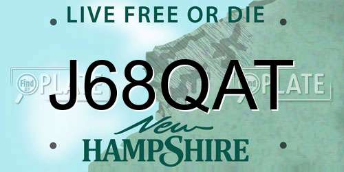 J68QAT New Hampshire License Plate