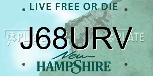 J68URV New Hampshire License Plate