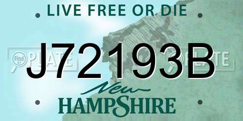 J72193B New Hampshire License Plate