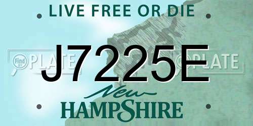 J7225E New Hampshire License Plate