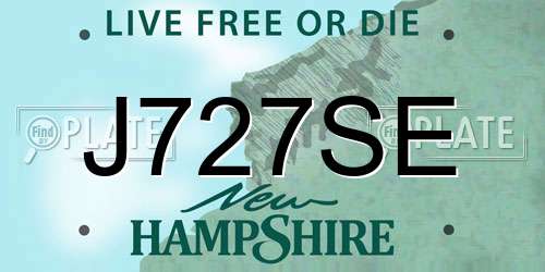 J727SE New Hampshire License Plate
