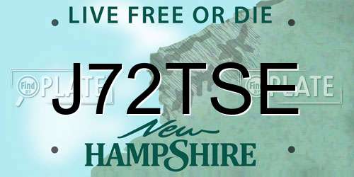 J72TSE New Hampshire License Plate