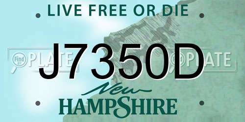 J7350D New Hampshire License Plate