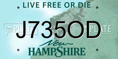 J735OD New Hampshire License Plate