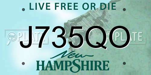 J735QO New Hampshire License Plate