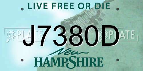 J7380D New Hampshire License Plate