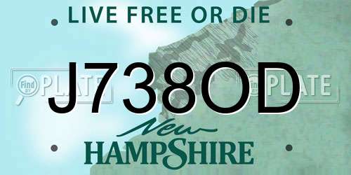 J738OD New Hampshire License Plate