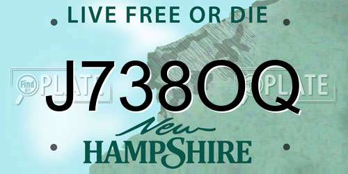 J738OQ New Hampshire License Plate