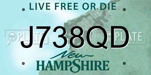 J738QD New Hampshire License Plate