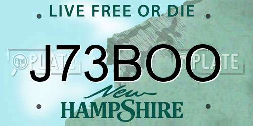 J73BOO New Hampshire License Plate