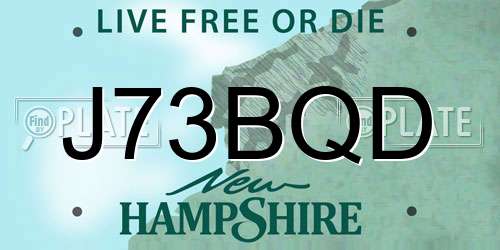 J73BQD New Hampshire License Plate