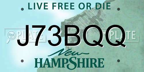 J73BQQ New Hampshire License Plate