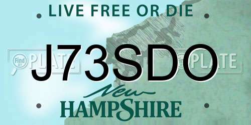 J73SDO New Hampshire License Plate