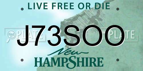 J73SOO New Hampshire License Plate