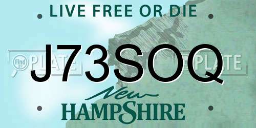 J73SOQ New Hampshire License Plate