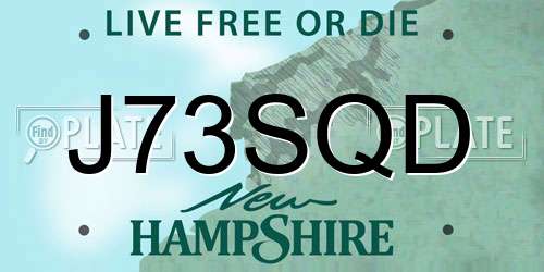 J73SQD New Hampshire License Plate