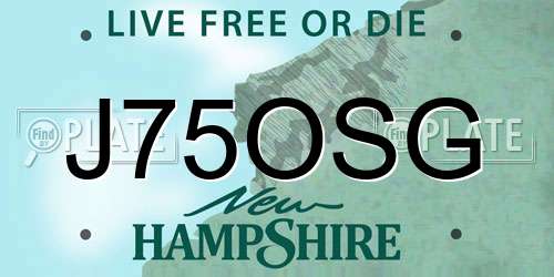 J75OSG New Hampshire License Plate