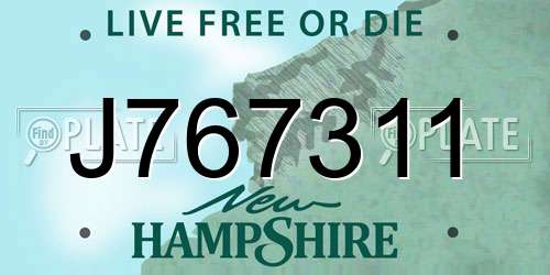 J767311 New Hampshire License Plate