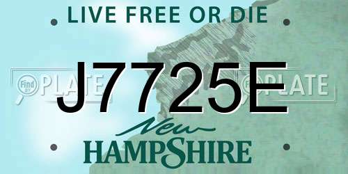 J7725E New Hampshire License Plate