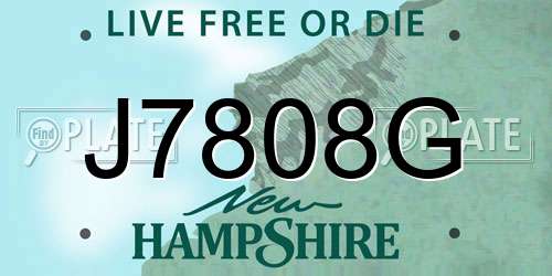 J7808G New Hampshire License Plate