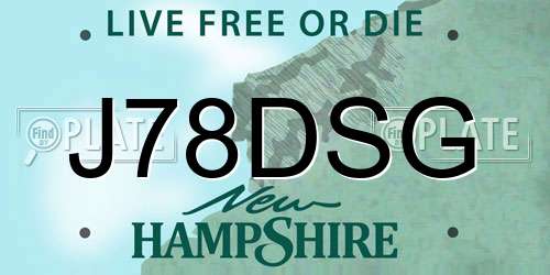 J78DSG New Hampshire License Plate