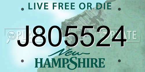 J805524 New Hampshire License Plate