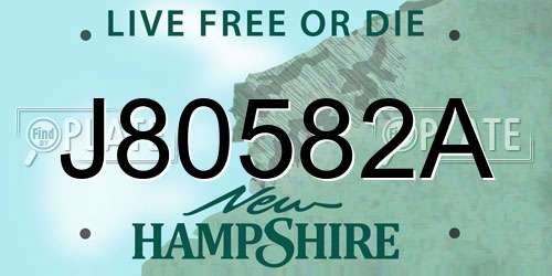 J80582A New Hampshire License Plate