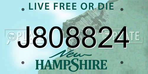 J808824 New Hampshire License Plate