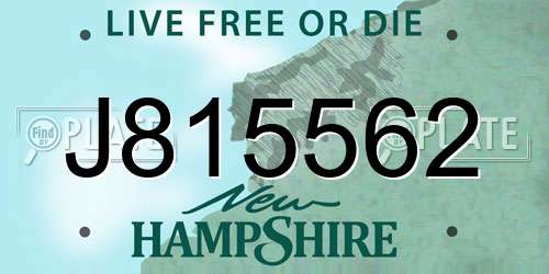J815562 New Hampshire License Plate