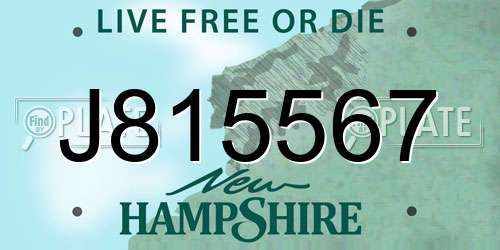 J815567 New Hampshire License Plate