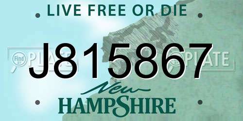 J815867 New Hampshire License Plate