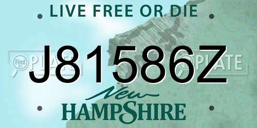 J81586Z New Hampshire License Plate