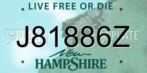 J81886Z New Hampshire License Plate