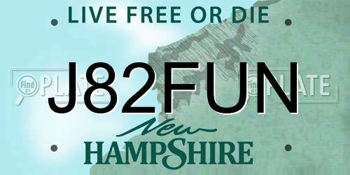 J82FUN New Hampshire License Plate