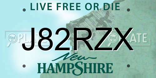 J82RZX New Hampshire License Plate