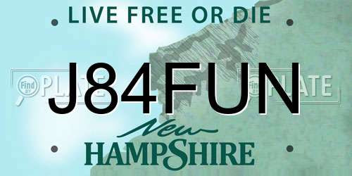J84FUN New Hampshire License Plate