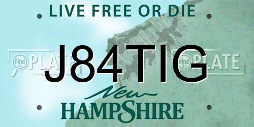 J84TIG New Hampshire License Plate