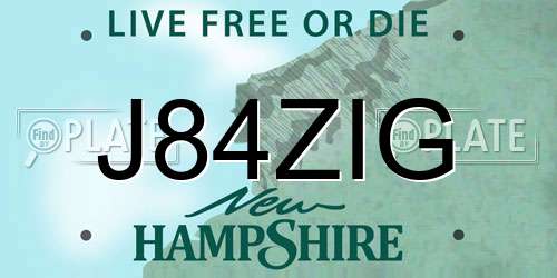 J84ZIG New Hampshire License Plate