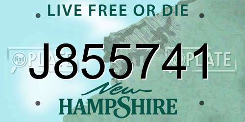 J855741 New Hampshire License Plate