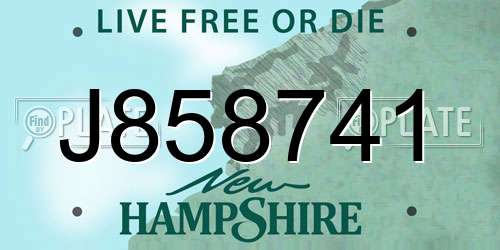 J858741 New Hampshire License Plate