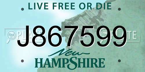 J867599 New Hampshire License Plate